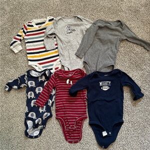 Carters Bundle of 6 Baby Boy Long Sleeve Onesies 6 Months